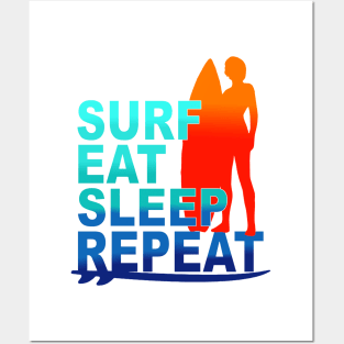 surf eat sleep repeat Posters and Art